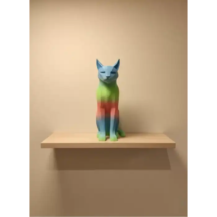 AsilTech Pastel Rainbow Kedi Figürü Masa ve Raf Üstü Ev Dekorasyonu