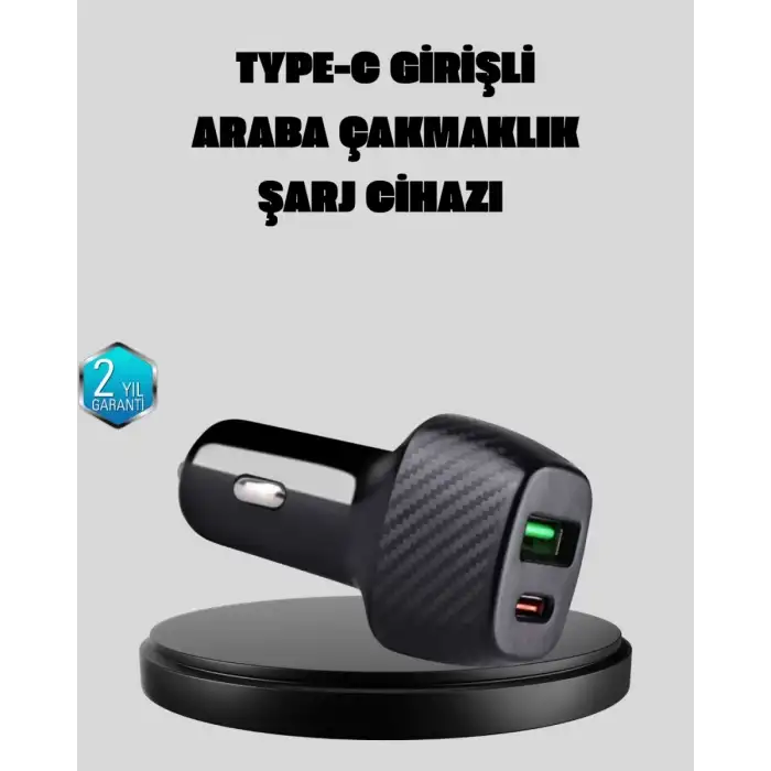 AsilTech PD Destekli 38W Araç Şarj Başlığı Type-C + USB Çift Çıkış Hızlı Şarj
