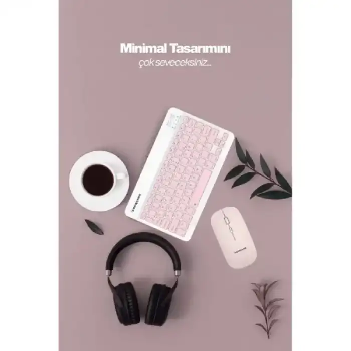 AsilTech Pembe Kablosuz Klavye Ve Mouse Seti