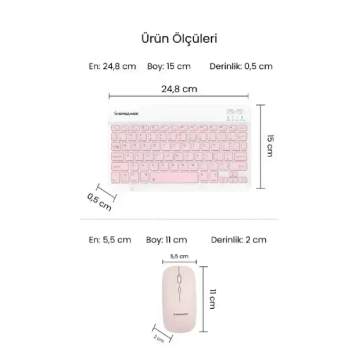 AsilTech Pembe Kablosuz Klavye Ve Mouse Seti