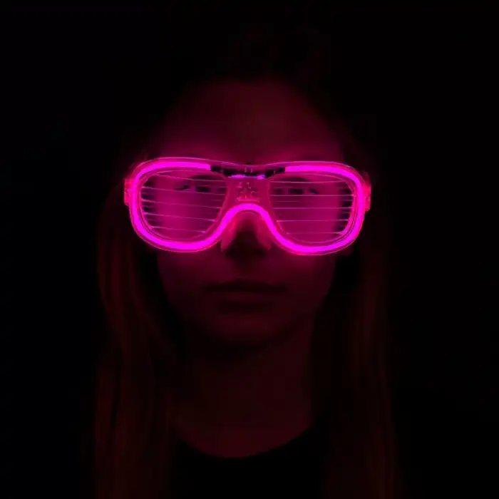 AsilTech Pembe Led Işıklı Parti Gözlüğü - Neon 3 Modlu