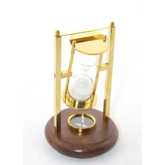 AsilTech Pirinç Pusulalı Kum Saati Model 2