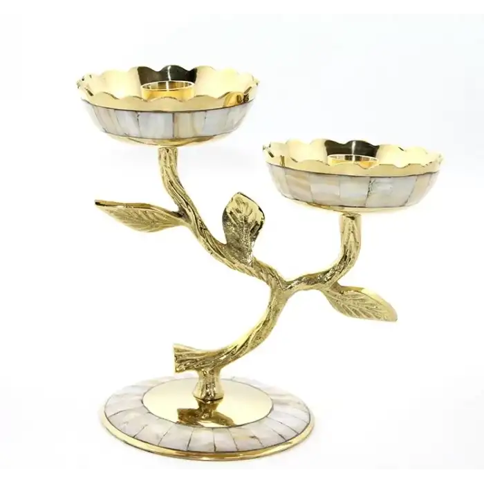 AsilTech Pirinç Sedefli 2li Şamdan