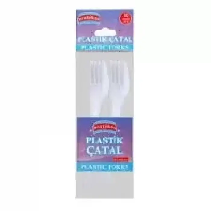 AsilTech Plastik Çatal Seti - 10lu Paket - Beyaz Renk - Kullan At Çatal