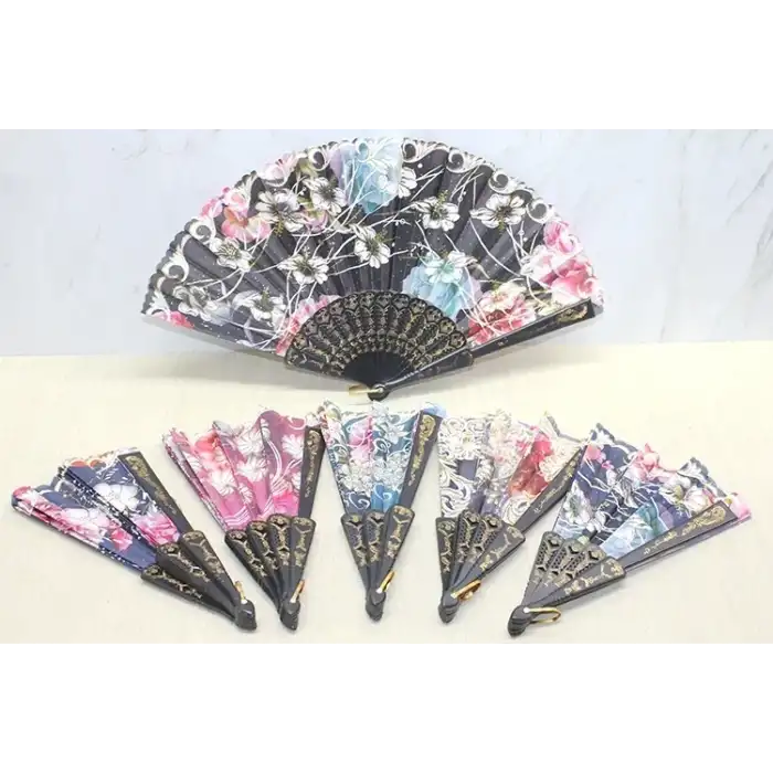 AsilTech Plastik Çiçek Desenli Yelpaze