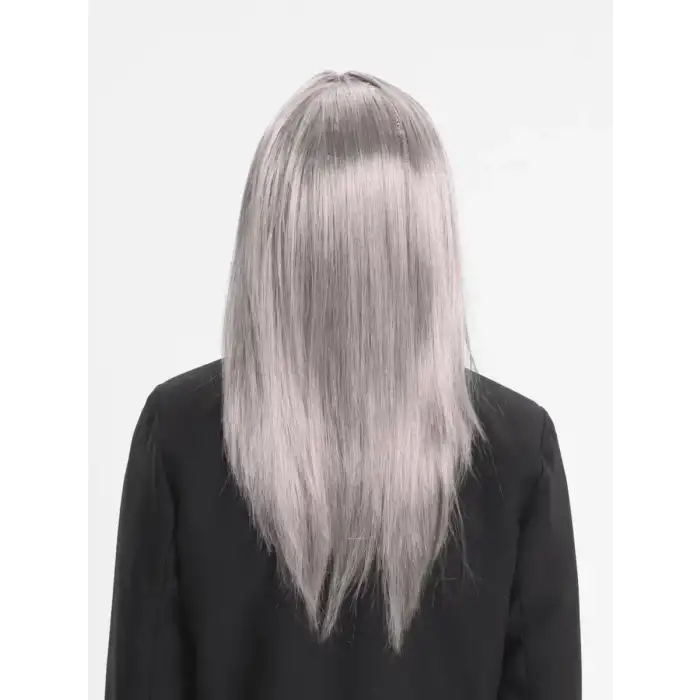 AsilTech Platin Gri Gümüş Uzun Parti Peruğu