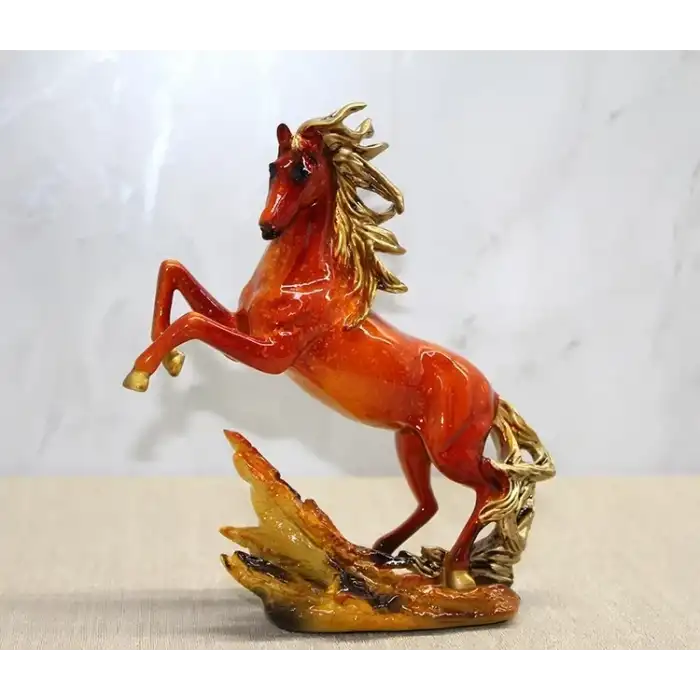 AsilTech Polyester Gold Detaylı Şahlanmış At Figürü