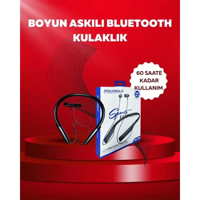 AsilTech Polygold PG-100 Bluetooth 5.0 Boyun Bantlı Kulaklık – 50 Saat Konuşma Süresi, Type-C Şarj