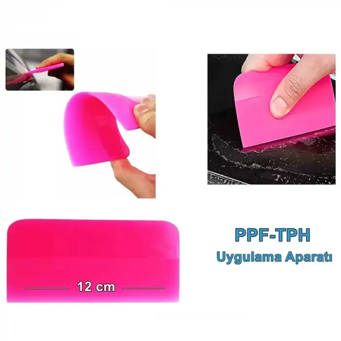 AsilTech PPF/TPH Silikon Çekçek Ragle Cam Filmi Çekme Uygulama Aparatı Pembe 12x7.5cm