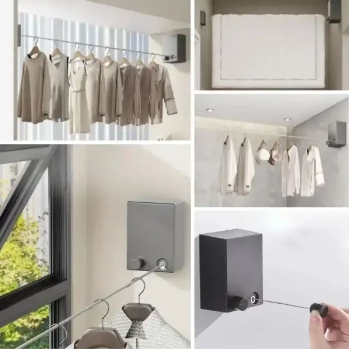 AsilTech Pratik Geri Çekilebilir Çamaşır İpi