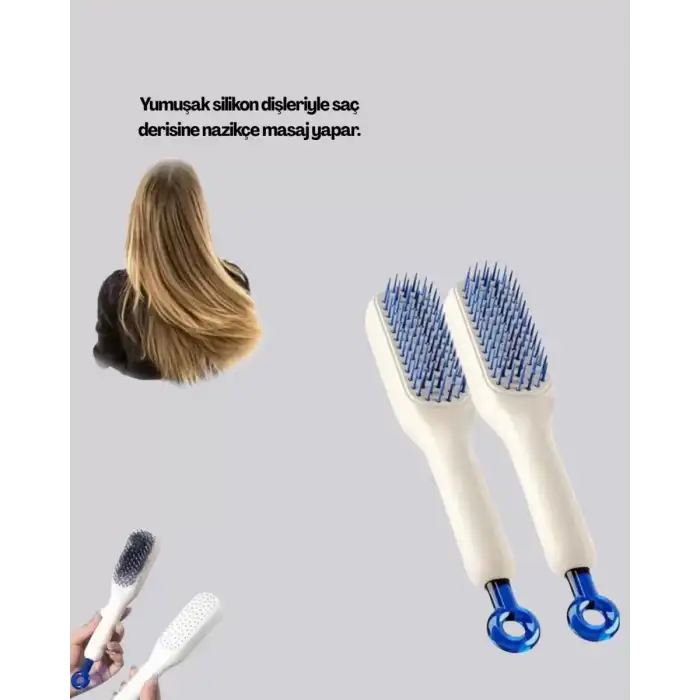 AsilTech Pratik Mekanizmalı Saç Tarağı – Kendi Kendini Temizler, Taşınabilir