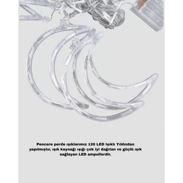 AsilTech Prizli Perde LED Işık Yıldız ve Ay Figürlü Romantik Aydınlatma