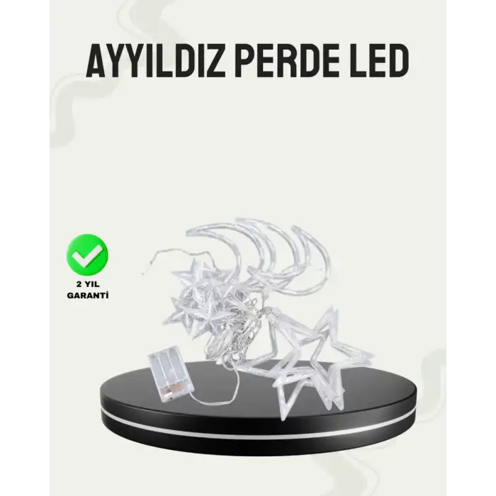 AsilTech Prizli Yıldız Ay Perde LED Işık Ev ve Organizasyon Dekoru