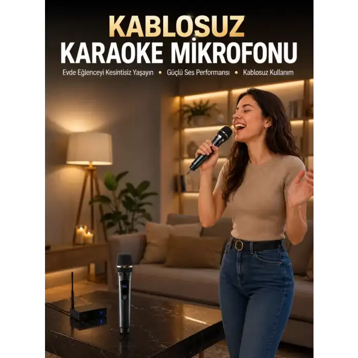AsilTech Profesyonel Kablosuz Mikrofon Seti Çift Mikrofonlu