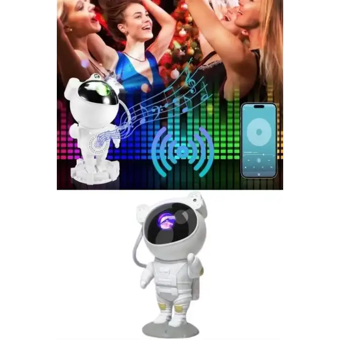 AsilTech Projeksiyon Astronot Lamba Speaker Sevimli Astronot Bluetooth Hoparlör