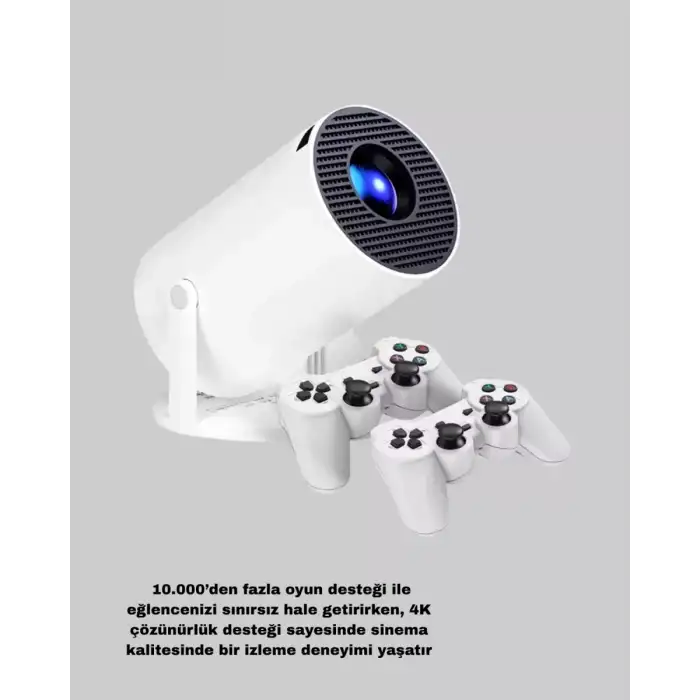 AsilTech Projeksiyon Cihazı 4K Destekli Kablosuz Bağlantılı Bluetooth 5.0