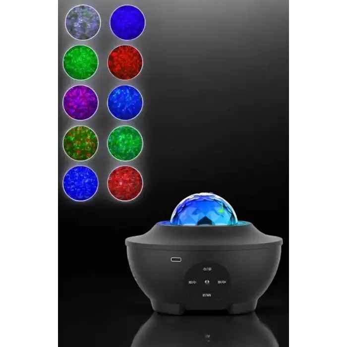 AsilTech Projektör Yıldız Gece Lambası Disko Topu Bluetooth Bağlantılı Taşınabilir Şarjlı