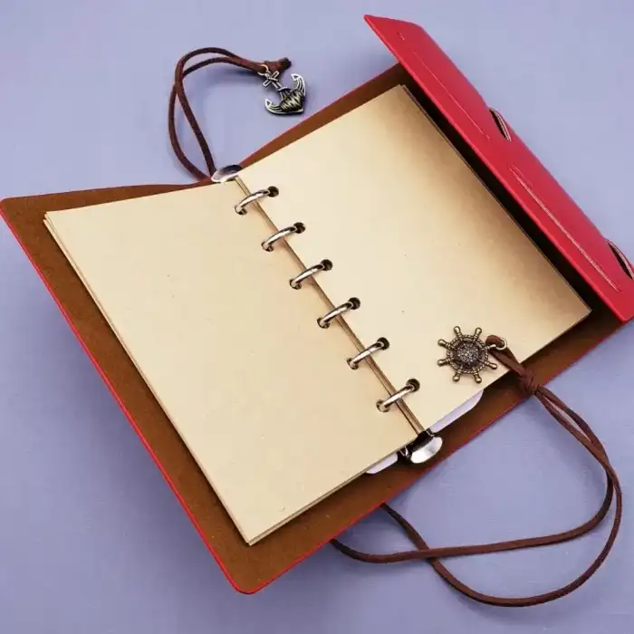 AsilTech Pusula Tasarımlı Deri Defter - Değiştirilebilir Sayfalı - Vintage Ajanda