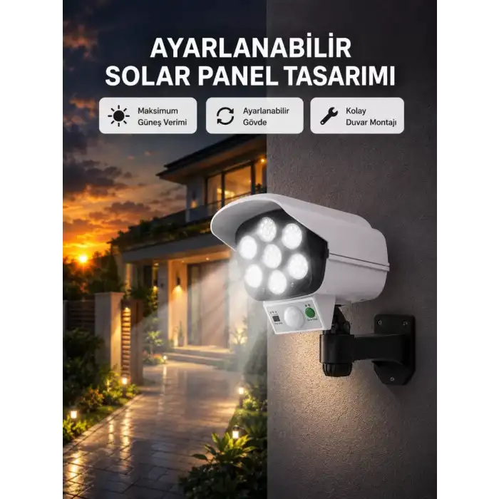 AsilTech PVC+PC Malzemeli, 2si 1 Arada Güvenlik Lambası – Ayarlanabilir Başlık ve Panel Açısı