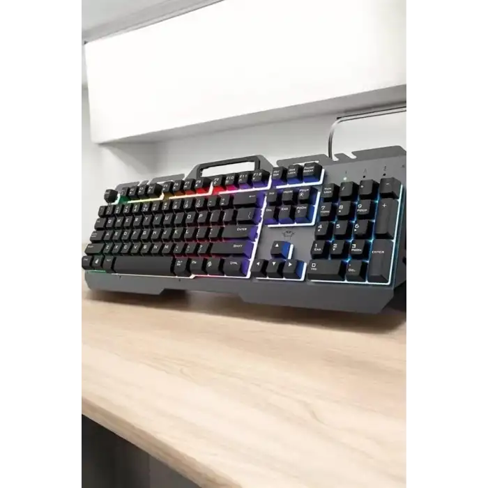 AsilTech Q Klavye RGB Işıklı Klavye Ve Mouse Seti Kablolu Mouse Hediyeliş