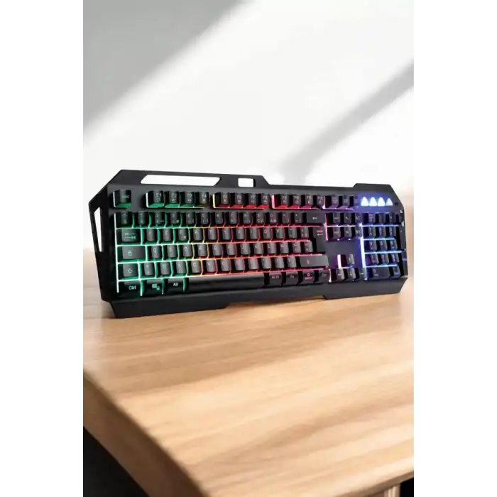 AsilTech Q Klavye RGB Işıklı Klavye Ve Mouse Seti Kablolu Mouse Hediyeliş