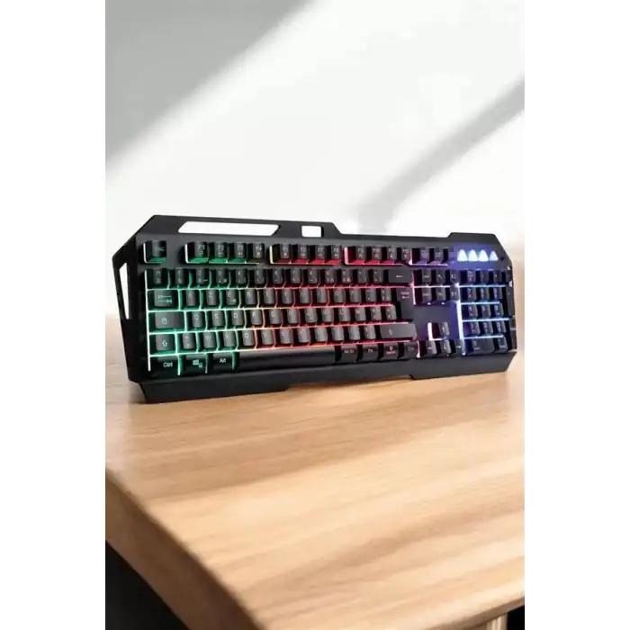 AsilTech Q Klavye RGB Işıklı Klavye Ve Mouse Seti Kablolu Mouse Hediyeliş