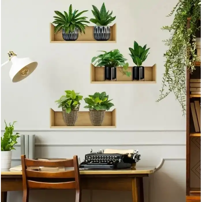 AsilTech Raflı Bitki Tasarımlı Yapışkanlı Sticker 20*30 cm 3lü Set