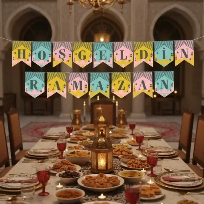 AsilTech Ramazan Renkli Banner Süs - Hoşgeldin Ramazan
