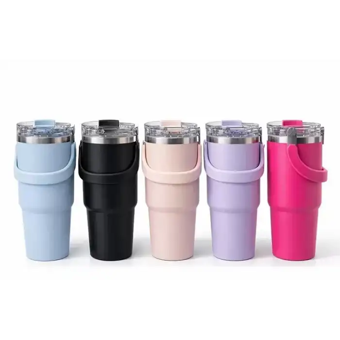 AsilTech Renkli 900 ml Taşıma Kulplu Paslanmaz Çelik Termos Mug Bardak