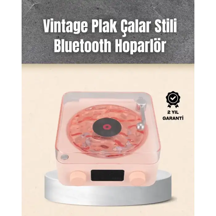 AsilTech Retro Bluetooth Hoparlör – Yumuşak Gece Lambası ve Saat Göstergeli