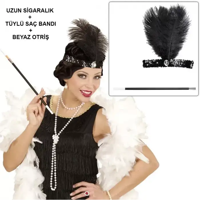 AsilTech Retro Charliston Aksesuar Seti – Gatsby Kostüm Seti