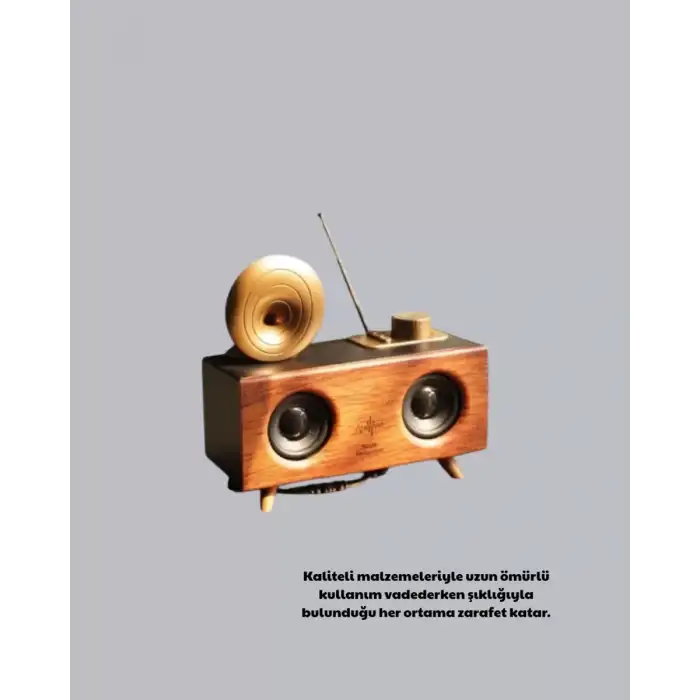 AsilTech Retro Gramofon Tasarımlı Bluetooth Hoparlör – 3D Stereo Ses, 1800 mAh Batarya