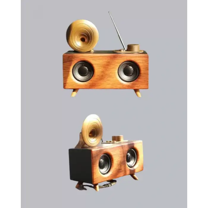 AsilTech Retro Gramofon Tasarımlı Bluetooth Hoparlör – 3D Stereo Ses, 1800 mAh Batarya