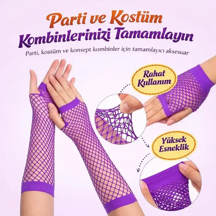 AsilTech Retro Mor File Parmaksız Eldiven 26 cm