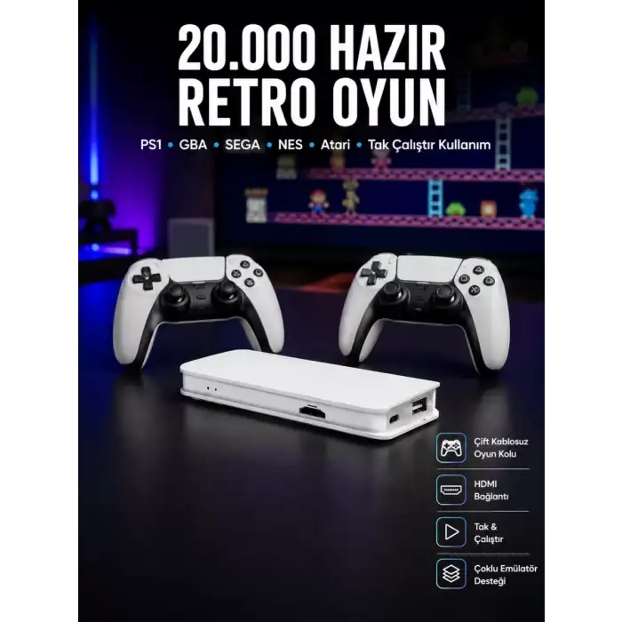AsilTech Retro Oyun Konsolu – 20.000 Yüklü Oyun
