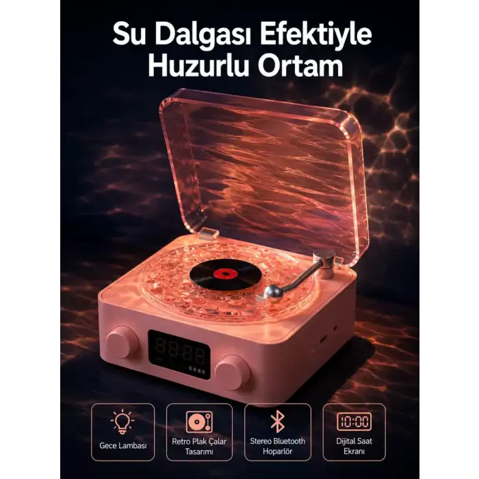 AsilTech Retro Saatli Bluetooth Hoparlör – Gece Lambalı Kristal Ses Kalitesi Yeni Nesil