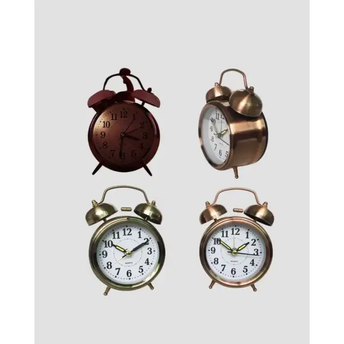 AsilTech Retro Tarz Bronz Dekoratif Masa Saati Metal Gövde Yüksek Sesli Alarm