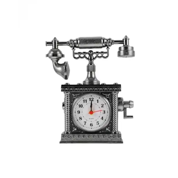 AsilTech Retro Telefon Görünümlü Çalar Saat Masa ve Raf Dekoru