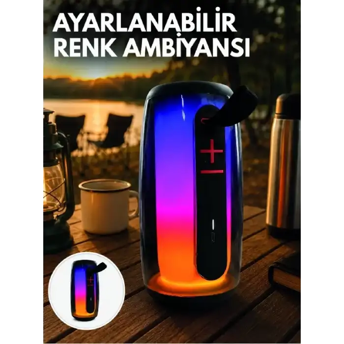 AsilTech RGB Aydınlatmalı Kablosuz Bluetooth Hoparlör USB Bellek TF Kart Destekli