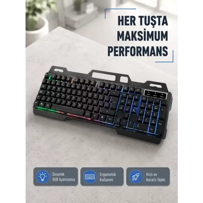 AsilTech RGB Aydınlatmalı Klavye Mouse Seti – USB Bağlantılı, Türkçe Q, Ayarlanabilir DPI, Ergonomik Yapı