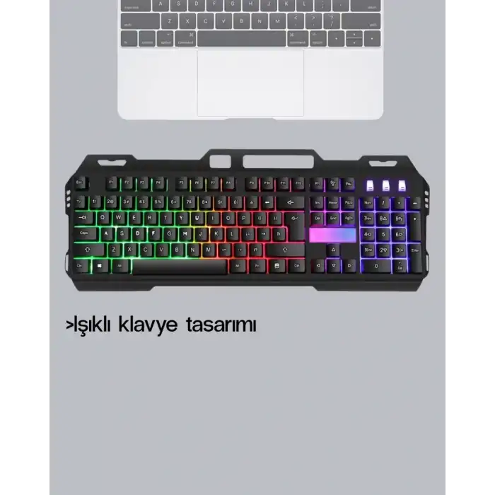 AsilTech RGB Aydınlatmalı Klavye Mouse Seti – USB Bağlantılı, Türkçe Q, Ayarlanabilir DPI, Ergonomik Yapı