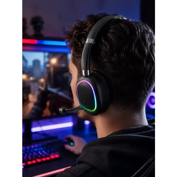 AsilTech RGB Işıklı Bluetooth Mikrofonlu Kulaklık Uzun Süreli Kullanım Type-C Şarjlı