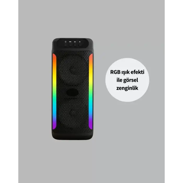AsilTech RGB Işıklı Çift Hoparlörlü Taşınabilir Bluetooth Speaker ve Mikrofon Yeni Nesil