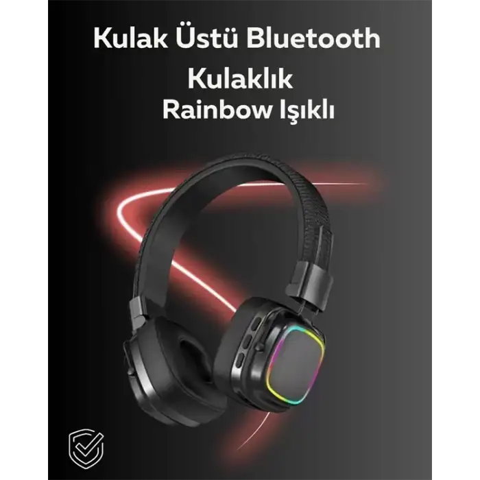 AsilTech RGB Işıklı Katlanabilir Bluetooth 5.3 Kulak Üstü Kulaklık