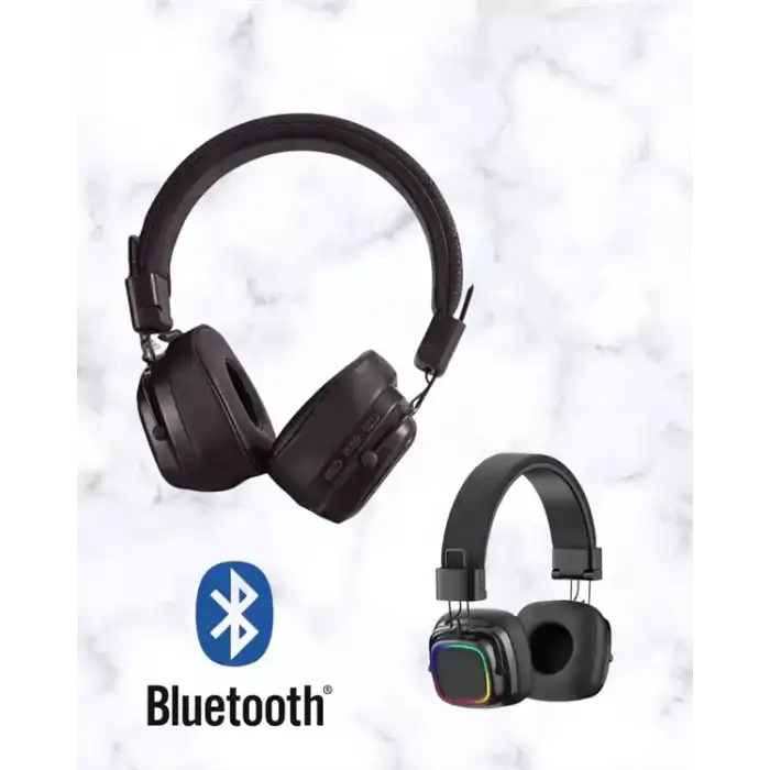 AsilTech RGB Işıklı Katlanabilir Bluetooth 5.3 Kulak Üstü Kulaklık