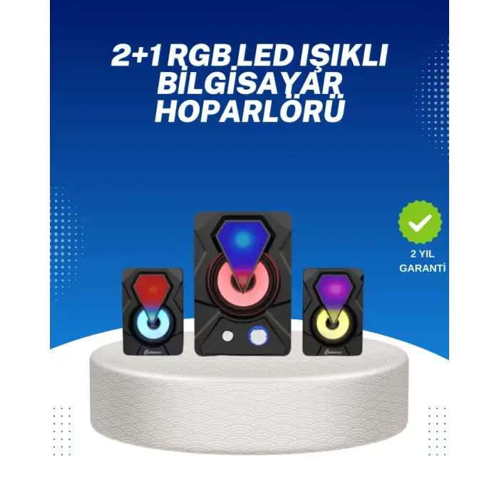 AsilTech RGB Işıklı USB Hoparlör Seti 9W Çıkış Gücü Derin Bas