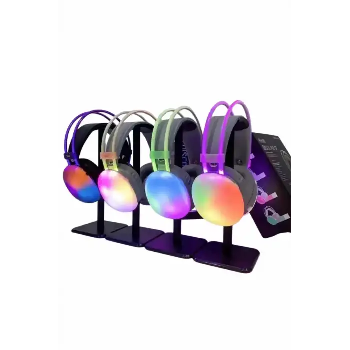 AsilTech RGB Işıklı Yüksek Ses Kaliteli Kablosuz Kulak Üstü Bluetooth Kulaklık