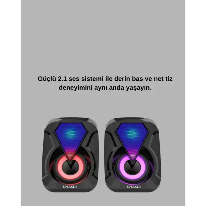 AsilTech RGB LED Aydınlatmalı Bilgisayar Oyun Hoparlör Sistemi