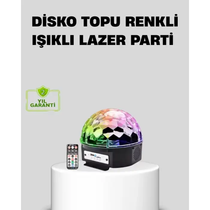 AsilTech Ritim Hassasiyetli Bluetooth Hoparlörlü Disko Işığı Döner LED Efektli
