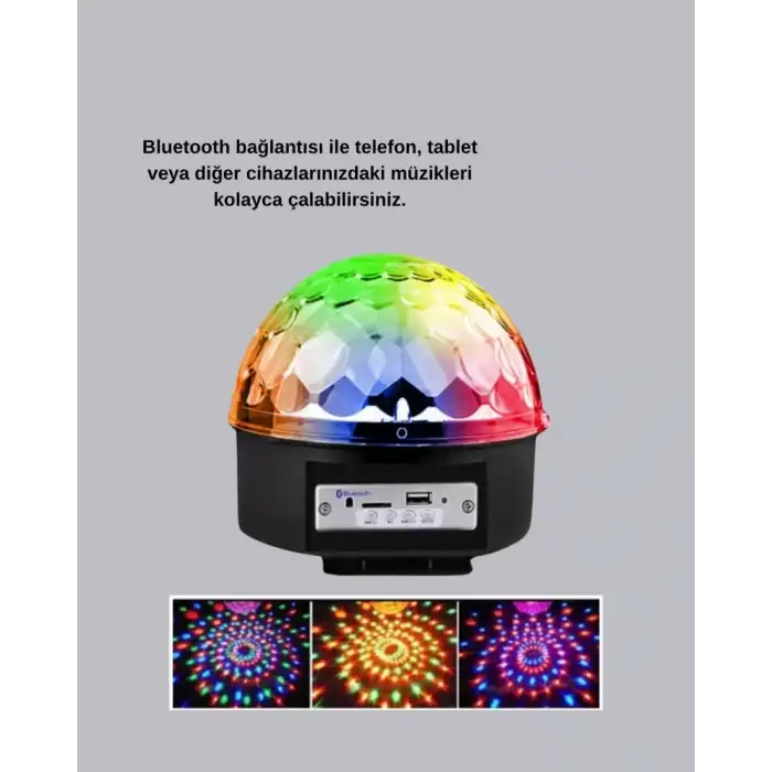 AsilTech Ritim Hassasiyetli Bluetooth Hoparlörlü Disko Işığı Döner LED Efektli